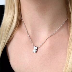 Charming Silver Cat Necklace Alex woo little luck lucky cat necklace16”